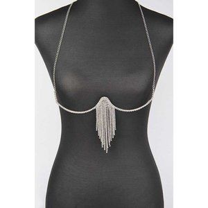 Crystal Glam Rhinestone Bra Chain - Silver